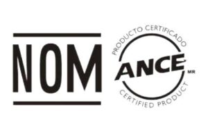 Los sellos oficiales de NOM (Norma Oficial Mexicana) y ANCE. Estos logotipos certifican que los productos eléctricos (como ventiladores o auriculares) cumplen con los estándares de seguridad y calidad obligatorios requeridos para su importación y venta en el mercado mexicano.