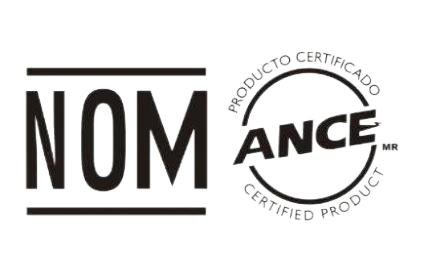 Los sellos oficiales de NOM (Norma Oficial Mexicana) y ANCE. Estos logotipos certifican que los productos eléctricos (como ventiladores o auriculares) cumplen con los estándares de seguridad y calidad obligatorios requeridos para su importación y venta en el mercado mexicano.