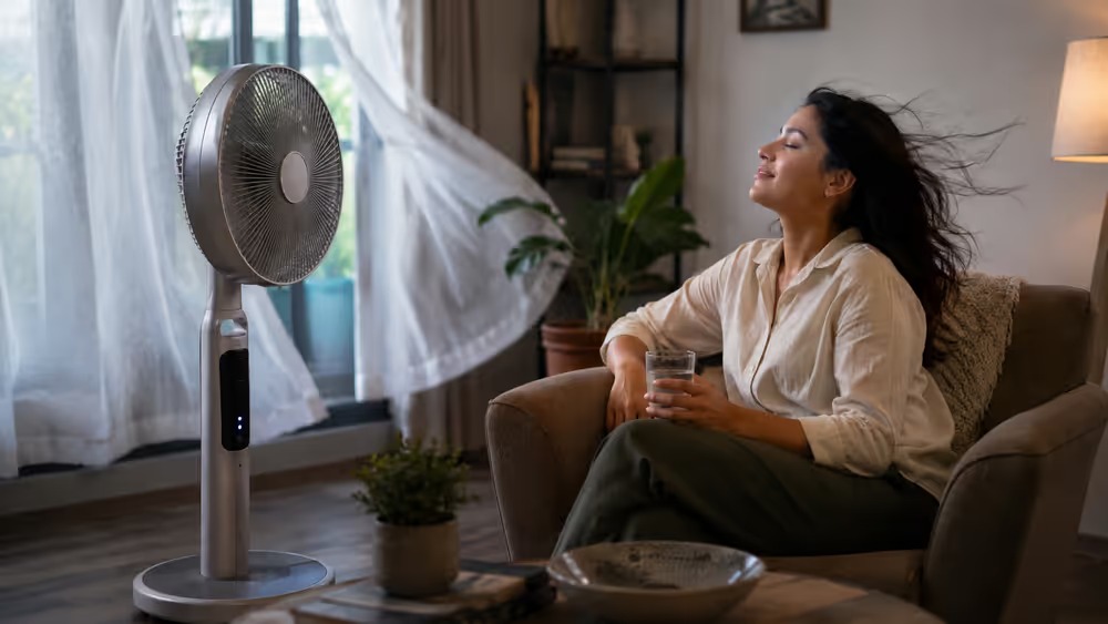 Flujo de aire de un ventilador recargable